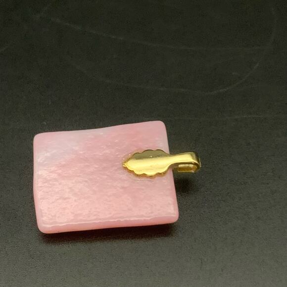 Fused Dichroic Pink Glass Iridescent Pendant - Picture 7 of 11